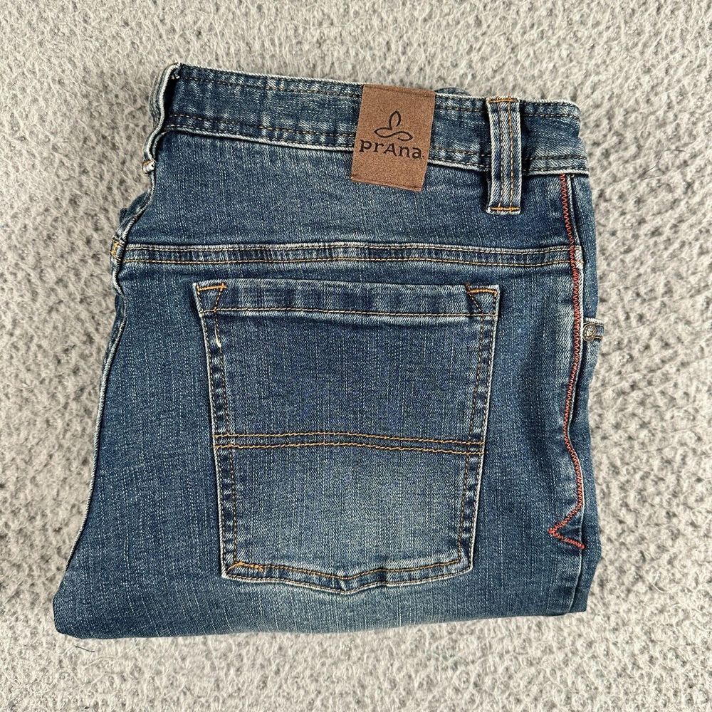 Prana Axiom Jeans Men's 33x30 Blue Straight Leg Performance Stretch Medium Wash